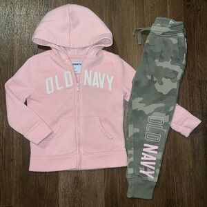 Old Navy Pink Hoodie and Camouflage Joggers Set